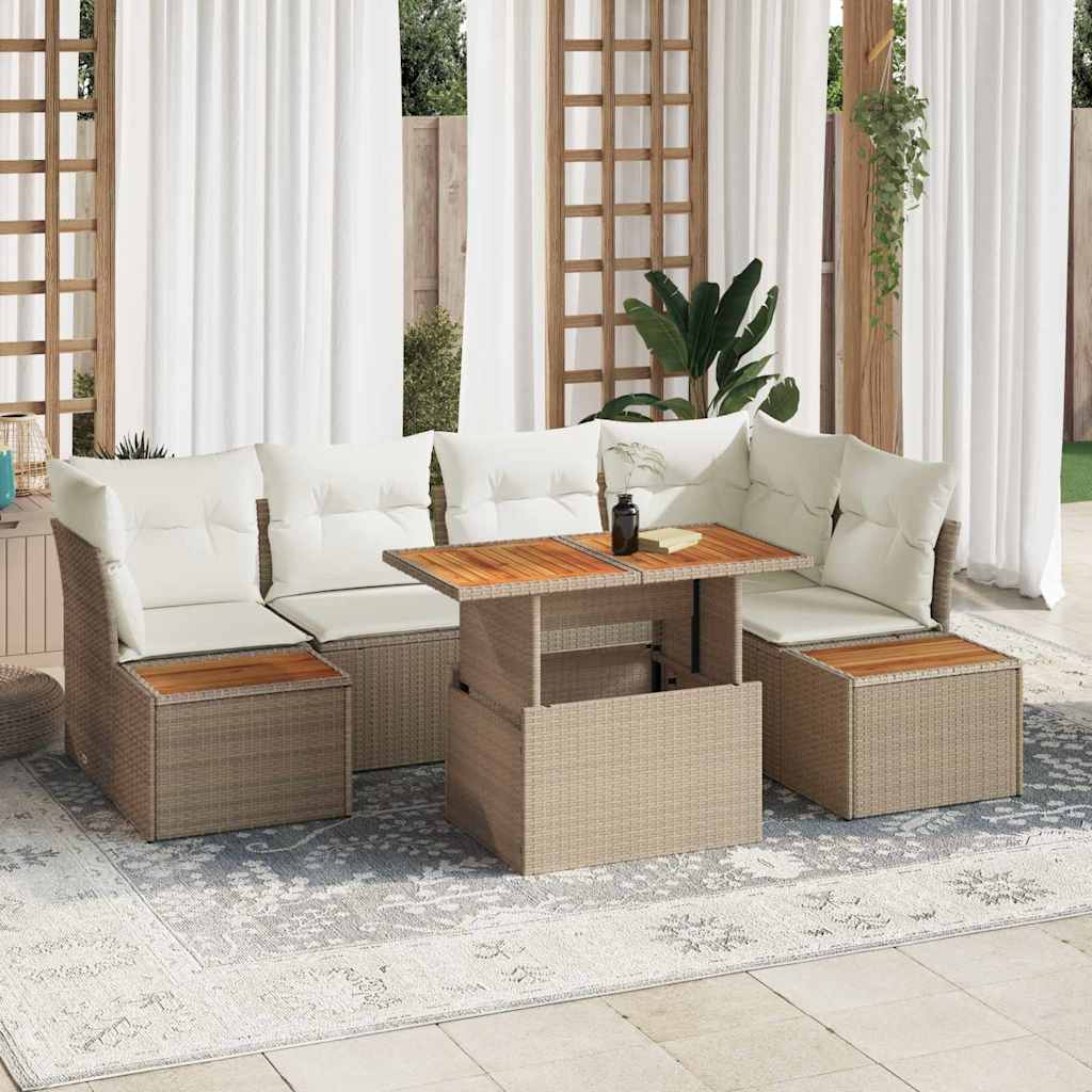 Set Divano da Giardino 10 pcs Beige Poly Rattan