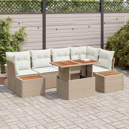 Set Divano da Giardino 10 pcs Beige Poly Rattan