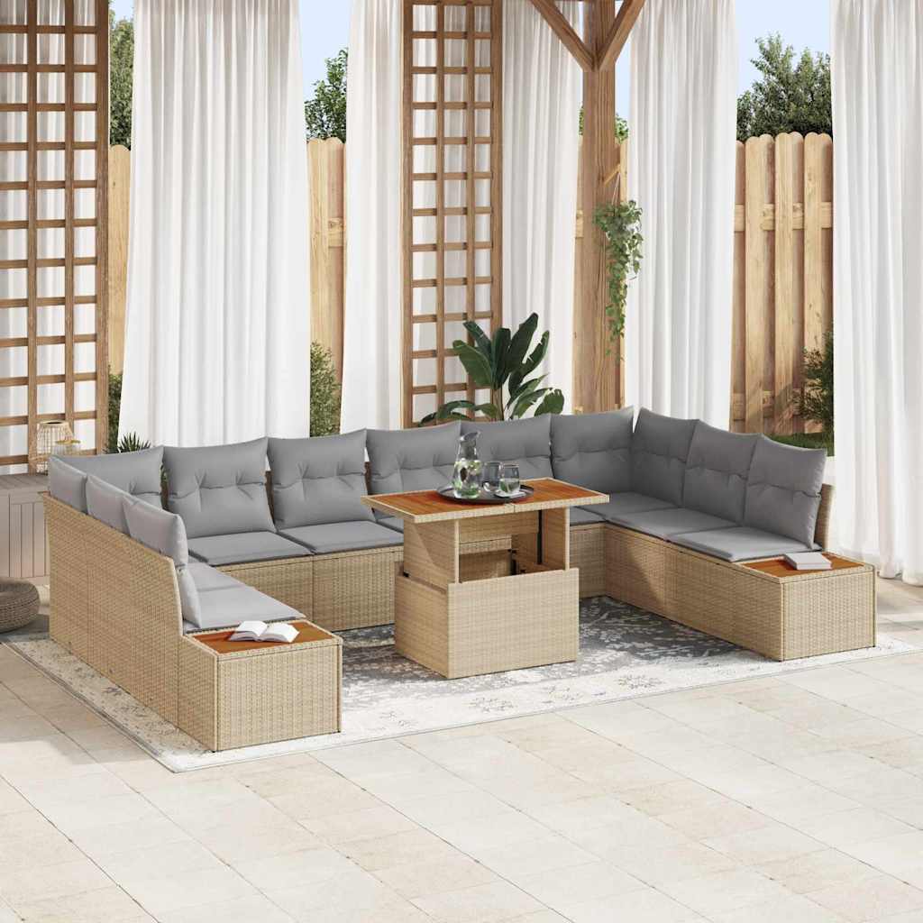 Set Divano da Giardino 11 pcs Beige Poly Rattan - homemem39