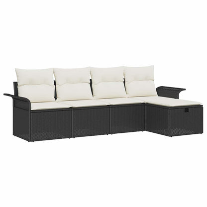 Set Divano da Giardino 5 pcs Nero e Crema polyrattan | homemem39