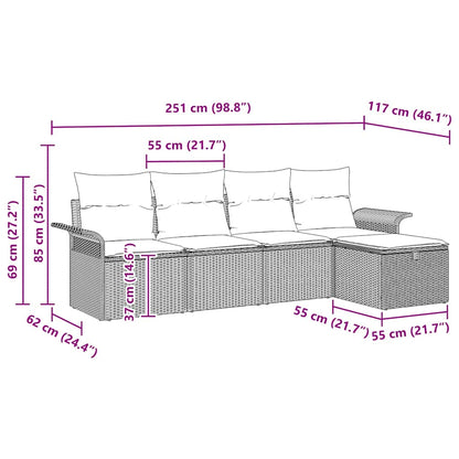 Set Divano da Giardino 5 pcs Nero e Crema polyrattan | homemem39