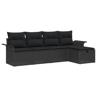 Set Divano da Giardino con cuscino 5 pcs Nero polyrattan | homemem39