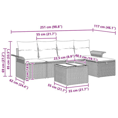 Set Divano da Giardino 6 pcs Nero e Crema polyrattan | homemem39