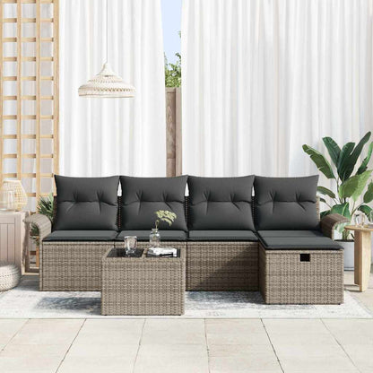 Set Divano da Giardino con cuscino 6 pcs Grigio polyrattan