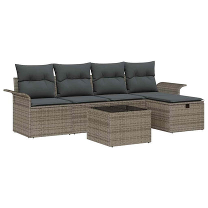 Set Divano da Giardino con cuscino 6 pcs Grigio polyrattan