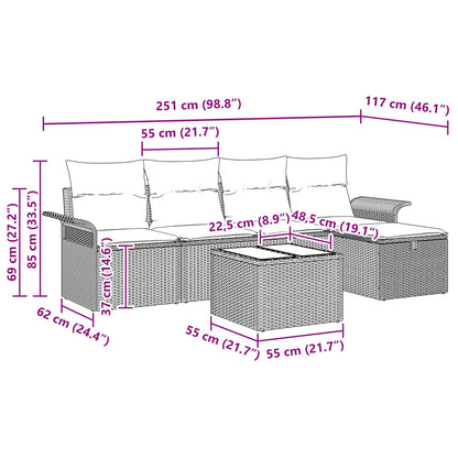 Set Divano da Giardino 6 pcs Nero e Turchese polyrattan | homemem39