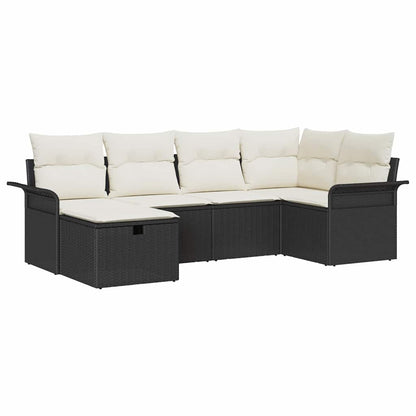 Set Divano da Giardino 6 pz Nero e Crema polyrattan | homemem39
