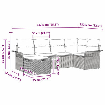 Set Divano da Giardino 6 pz Nero e Crema polyrattan | homemem39