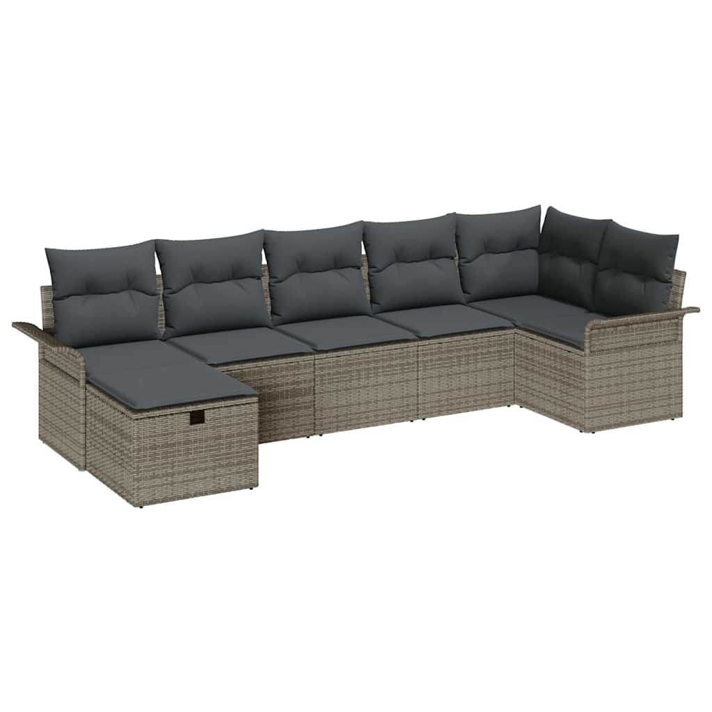Set Divano da Giardino con cuscino 7 pcs Grigio polyrattan | homemem39