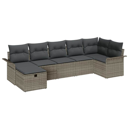 Set Divano da Giardino con cuscino 7 pcs Grigio polyrattan | homemem39