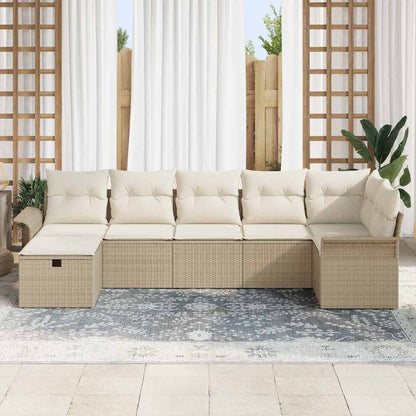 Set Divano da Giardino 7 pcs Beige e Crema polyrattan | homemem39