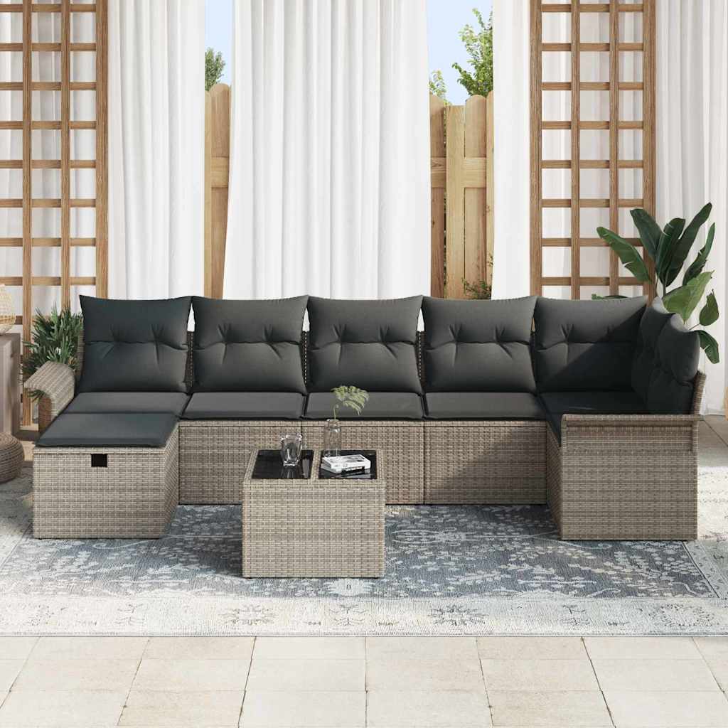 Set Divano da Giardino con cuscino 8 pcs Grigio polyrattan | homemem39