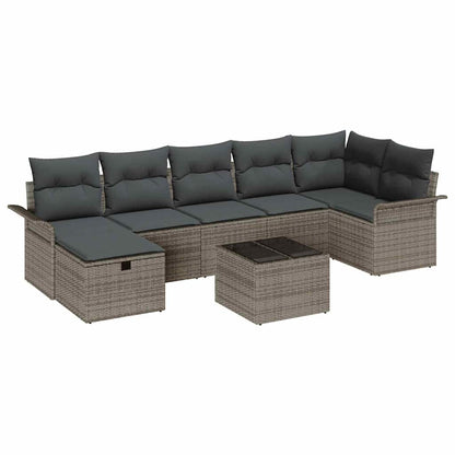 Set Divano da Giardino con cuscino 8 pcs Grigio polyrattan | homemem39