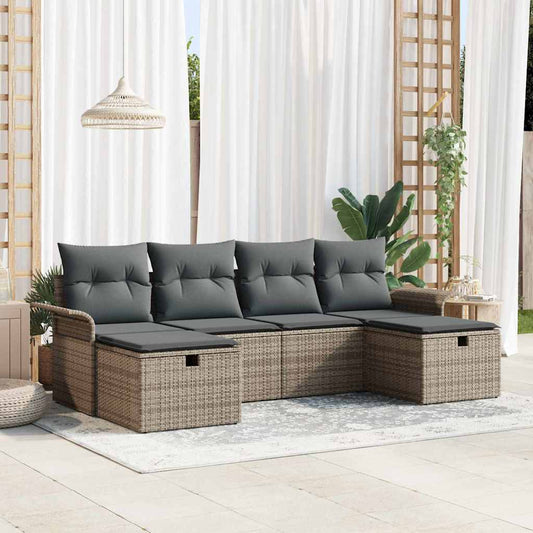 Set Divano da Giardino 6 pz Grigio polyrattan | homemem39