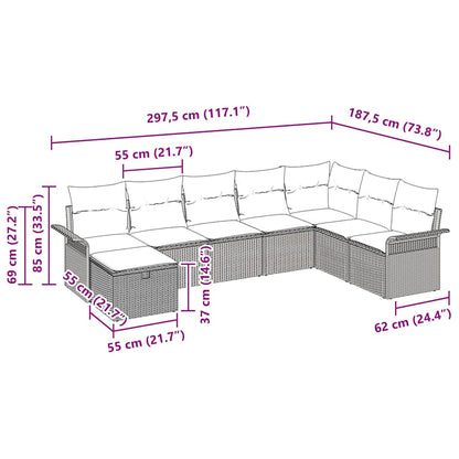 Set Divano da Giardino 8 pz Nero e Crema polyrattan | homemem39