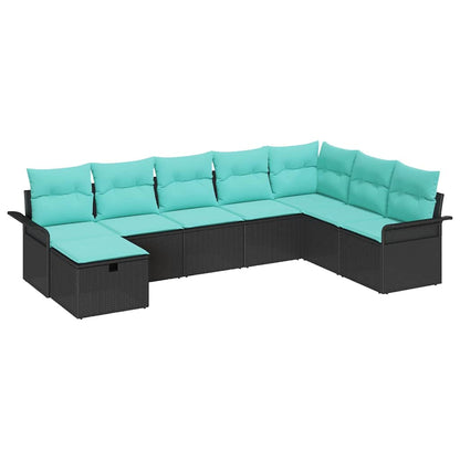 Set Divano da Giardino 8 pcs Nero e Turchese polyrattan | homemem39