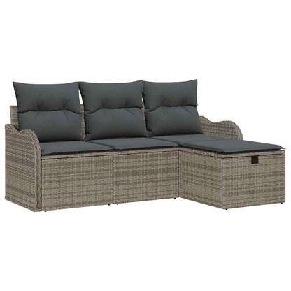 Set Divano da Giardino con cuscino 4 pcs Grigio polyrattan | homemem39