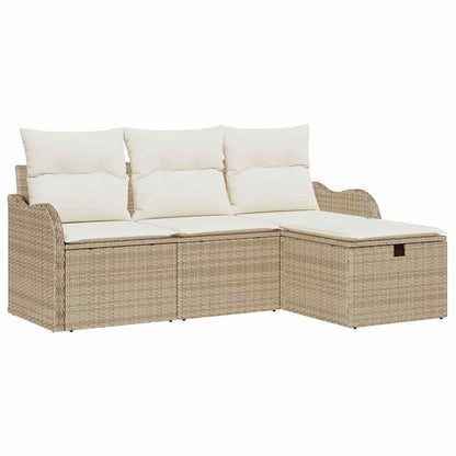 Set Divano da Giardino 4 pz Beige e Crema polyrattan | homemem39