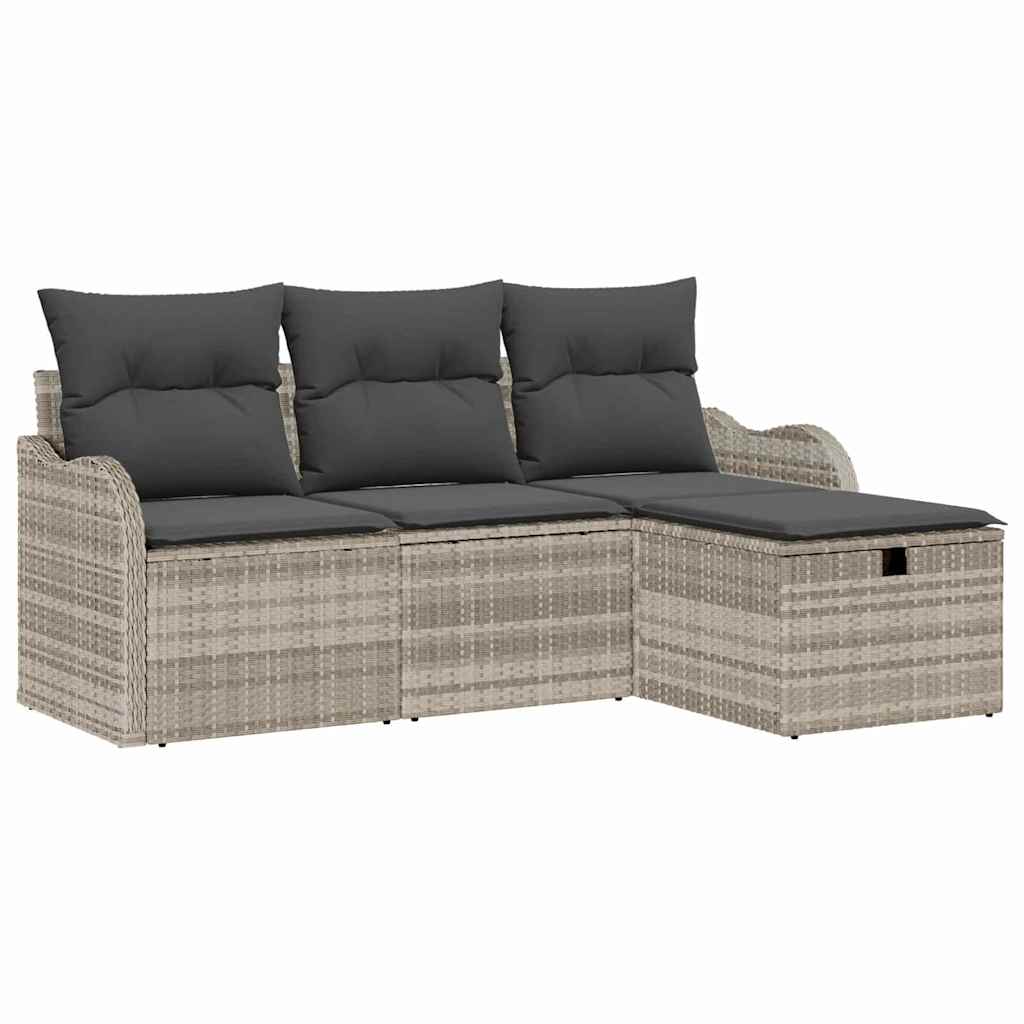 Set Divano da Giardino 4 pz Grigio chiaro polyrattan | homemem39