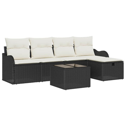 Set Divano da Giardino 6 pcs Nero e Crema polyrattan | homemem39