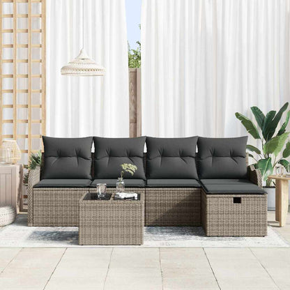Set Divano da Giardino con cuscino 6 pcs Grigio polyrattan | homemem39