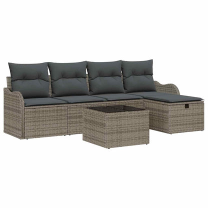 Set Divano da Giardino con cuscino 6 pcs Grigio polyrattan | homemem39