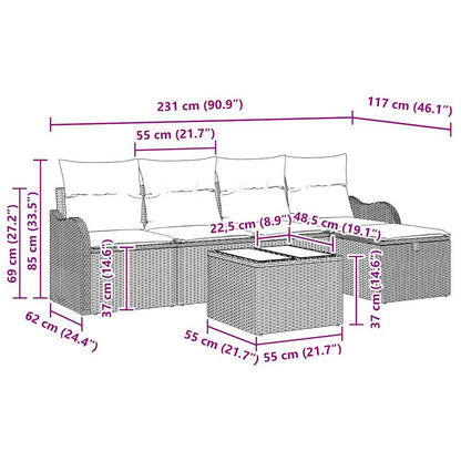 Set Divano da Giardino con cuscino 6 pcs Grigio polyrattan | homemem39