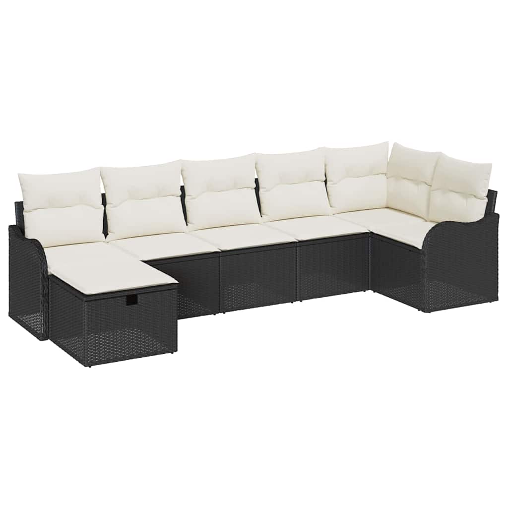 Set di divani con cuscino Nero e Crema polyrattan | homemem39