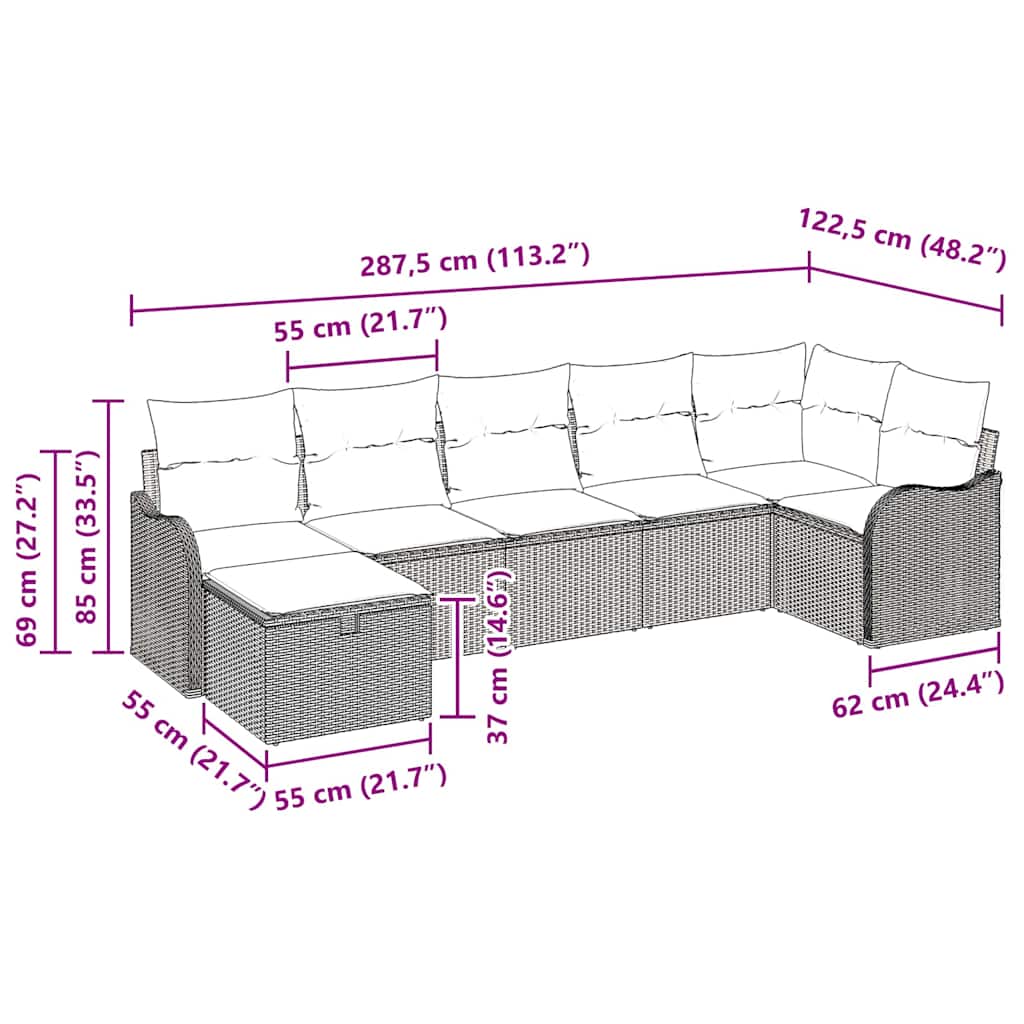 Set di divani con cuscino Nero e Crema polyrattan | homemem39