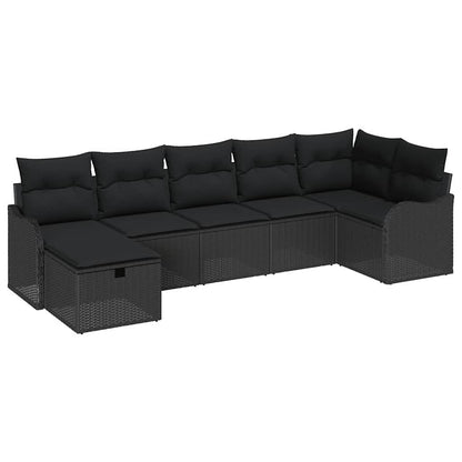 Set di divani con cuscino 7 pcs Nero polyrattan | homemem39