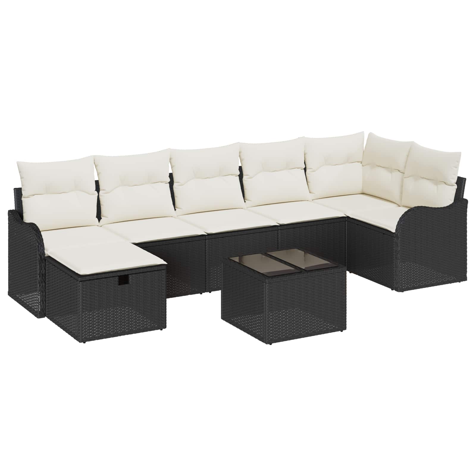 Set di divani con cuscino 8 pcs Nero e Crema polyrattan | homemem39