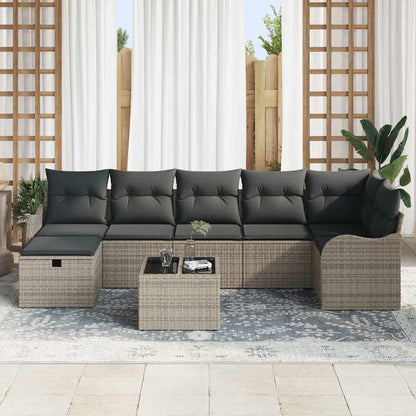 Set di divani con cuscino con archiviazione Grigio polyrattan | homemem39