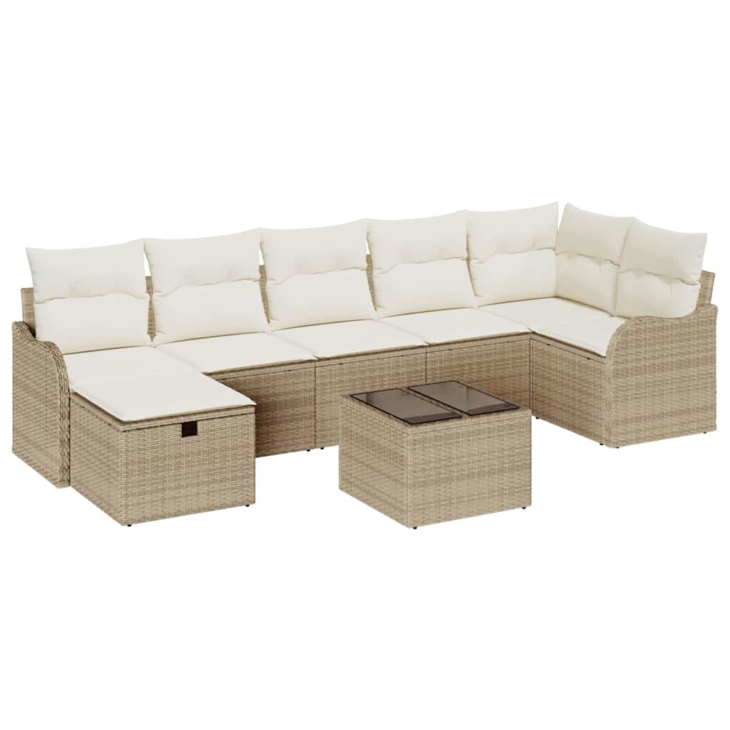 Set di divani con cuscino Beige e Crema polyrattan | homemem39