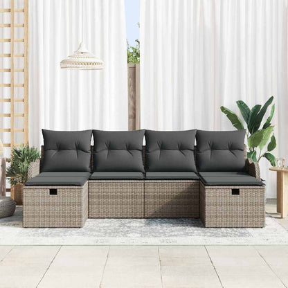 Set di divani con cuscino 6 pcs Grigio polyrattan