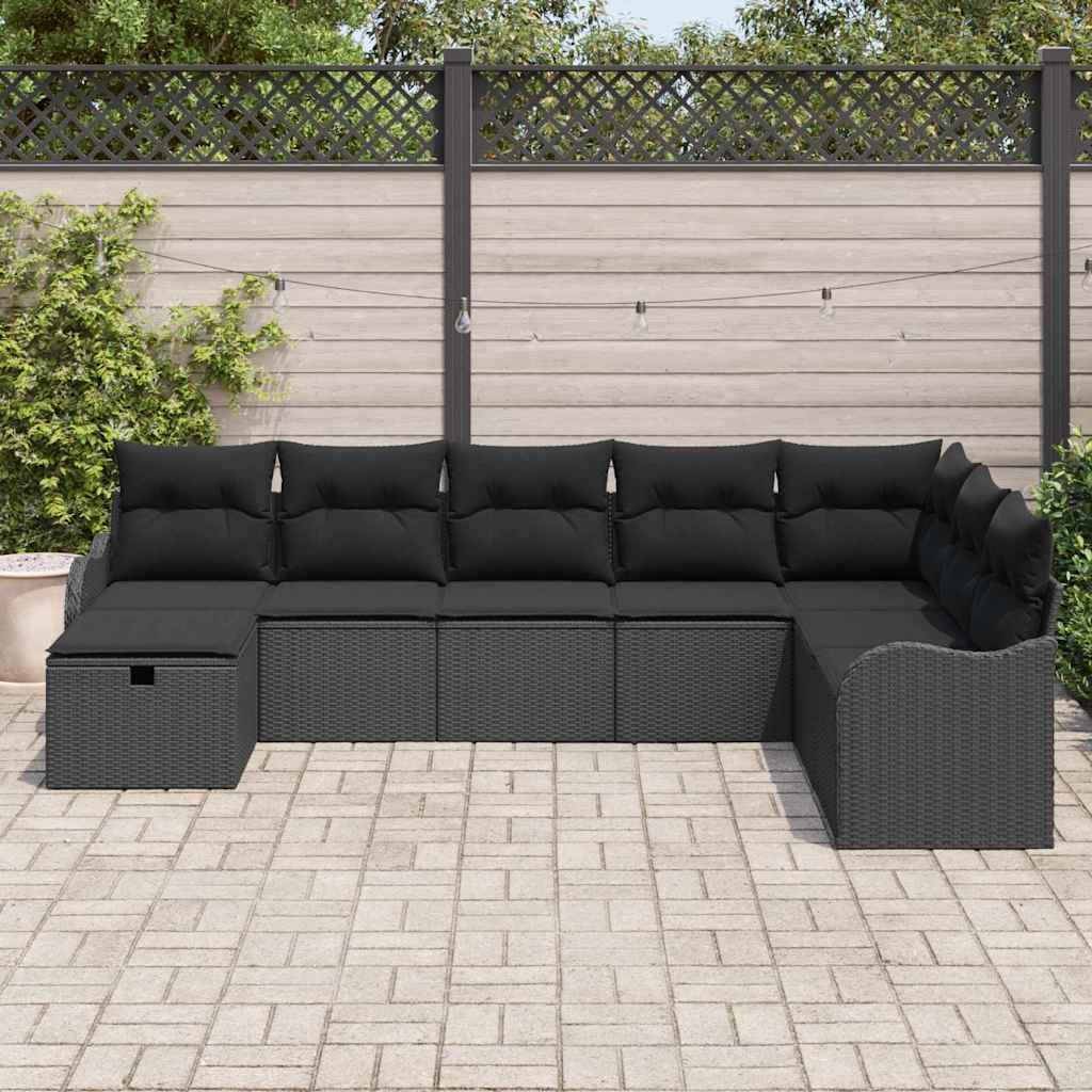 Set di divani con cuscino con archiviazione Nero polyrattan | homemem39