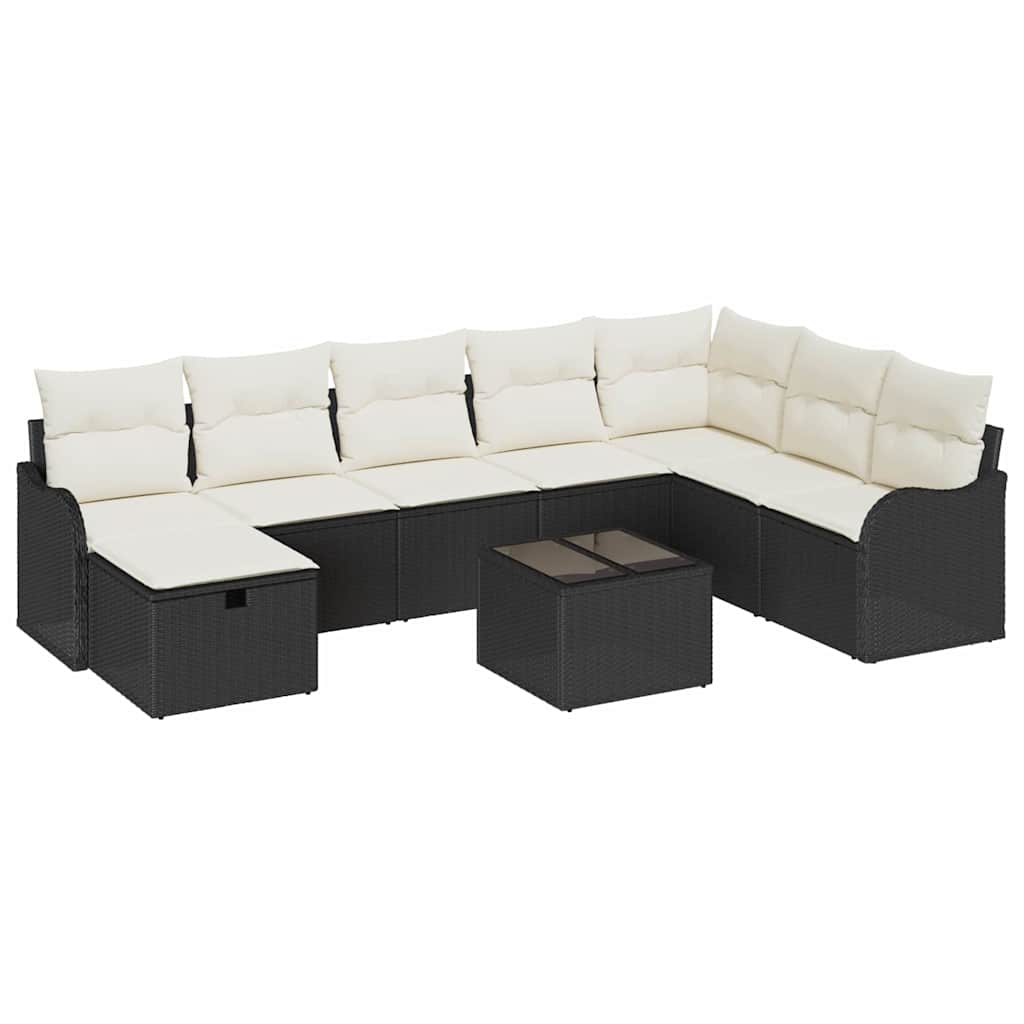 Set di divani 9 pz 8-Numero di posti Nero e Crema polyrattan | homemem39