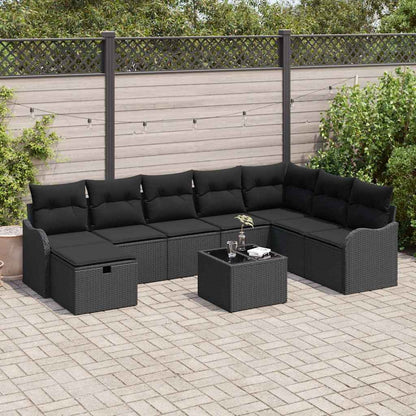 Set di divani con cuscino con archiviazione Nero polyrattan | homemem39