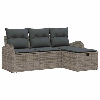 Set di divani con cuscino 4 pcs Grigio polyrattan | homemem39