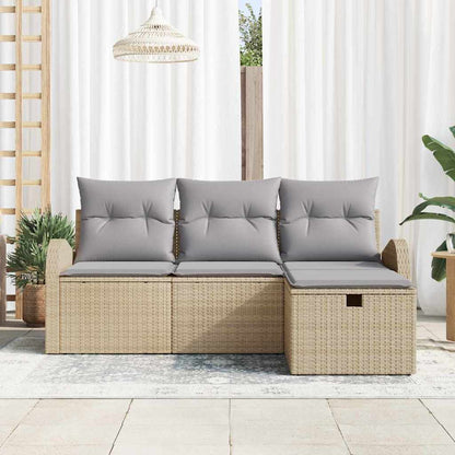 Set di divani 4 pz Beige e Grigio Chiaro polyrattan