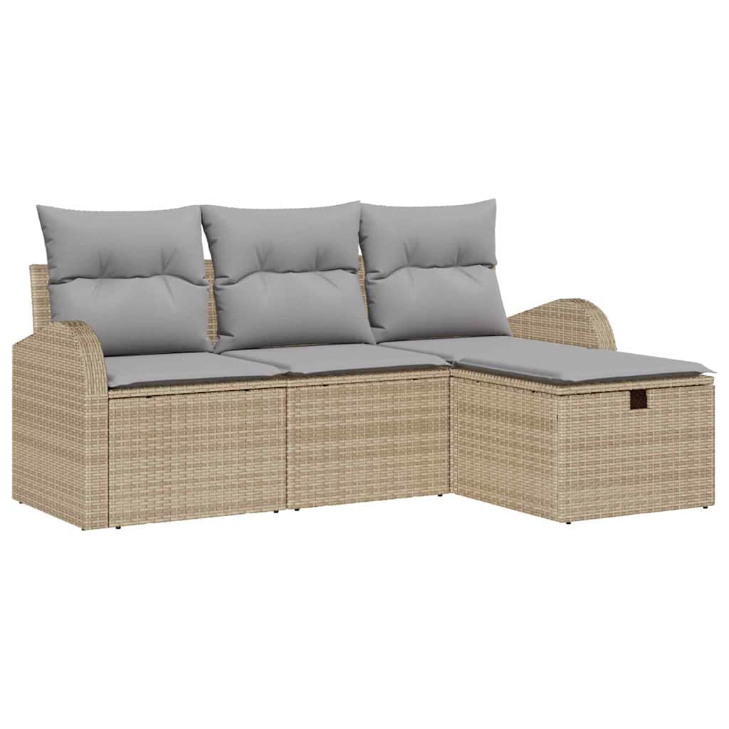 Set di divani 4 pz Beige e Grigio Chiaro polyrattan | homemem39