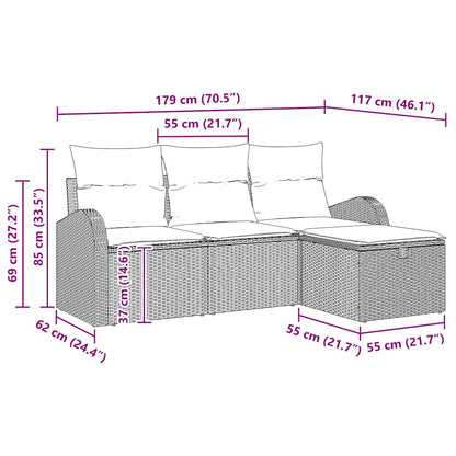 Set di divani con cuscino 4 pcs Nero polyrattan | homemem39