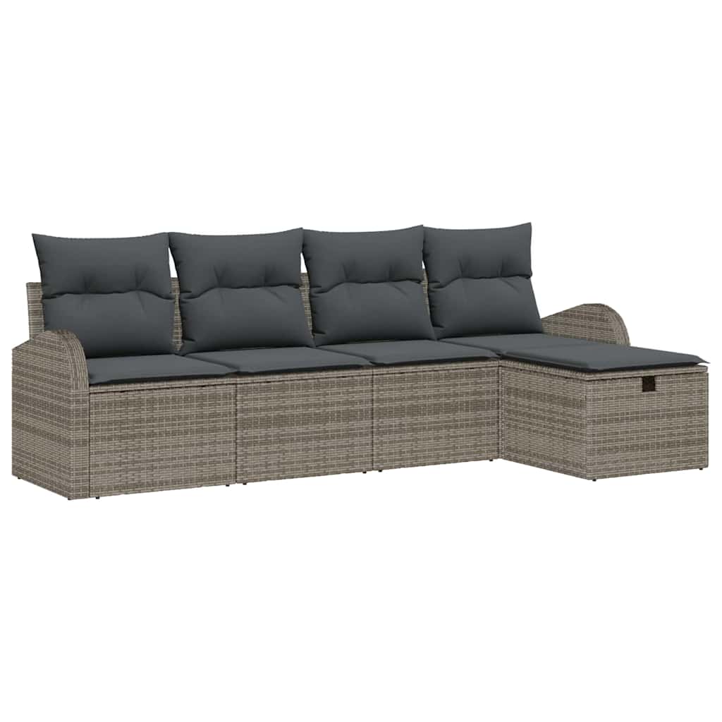 Set di divani con cuscino con archiviazione Grigio polyrattan | homemem39