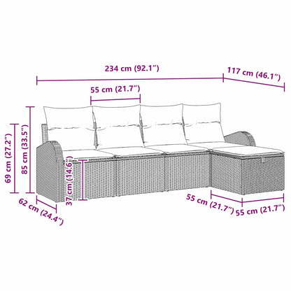 Set di divani con cuscino con archiviazione Grigio polyrattan | homemem39