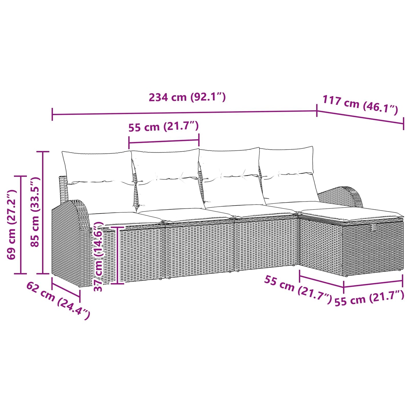 Set di divani 5 pz Beige e Grigio Chiaro polyrattan | homemem39