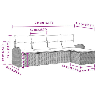 Set di divani 5 pz Beige e Grigio Chiaro polyrattan | homemem39