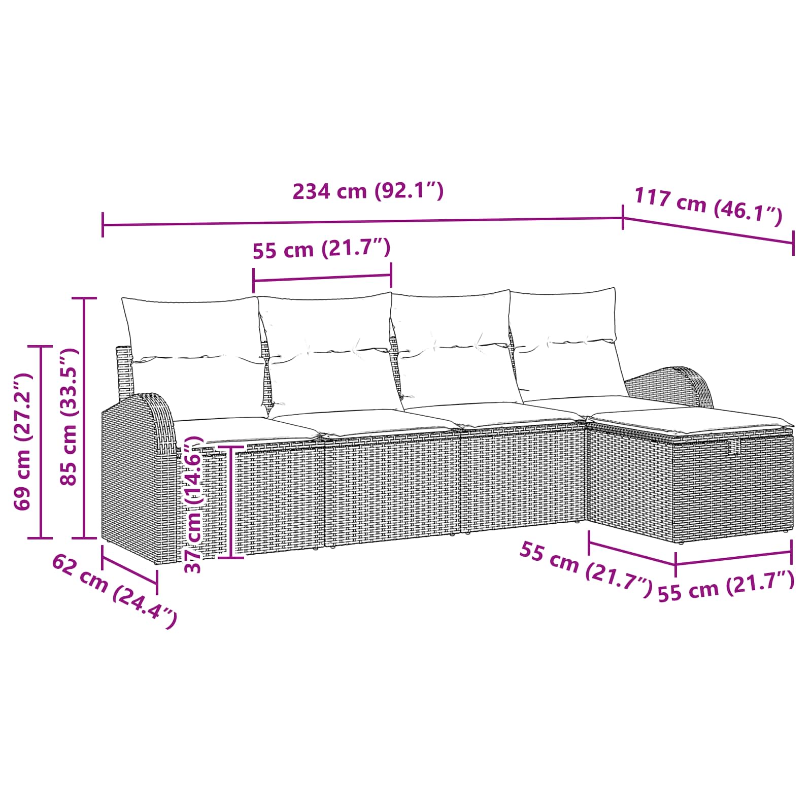 Set di divani con cuscino Beige e Crema polyrattan | homemem39