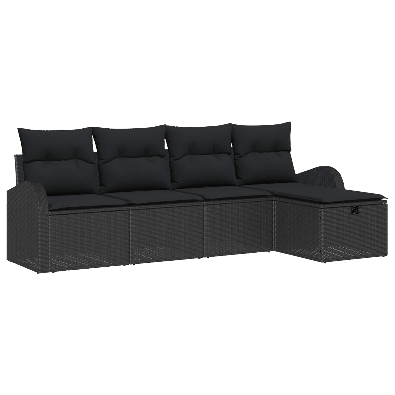 Set di divani con cuscino con archiviazione Nero polyrattan | homemem39