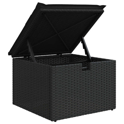 Set di divani con cuscino con archiviazione Nero polyrattan | homemem39
