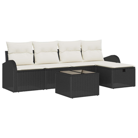 Set di divani 6 pz Nero e Crema polyrattan | homemem39