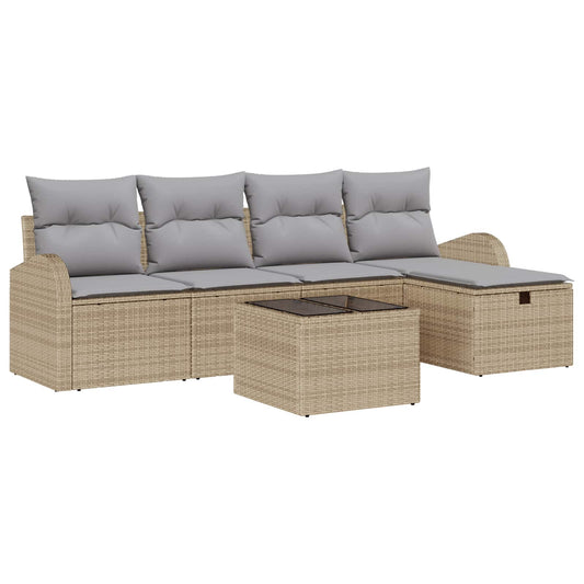 Set di divani con cuscino Beige e Grigio Chiaro polyrattan